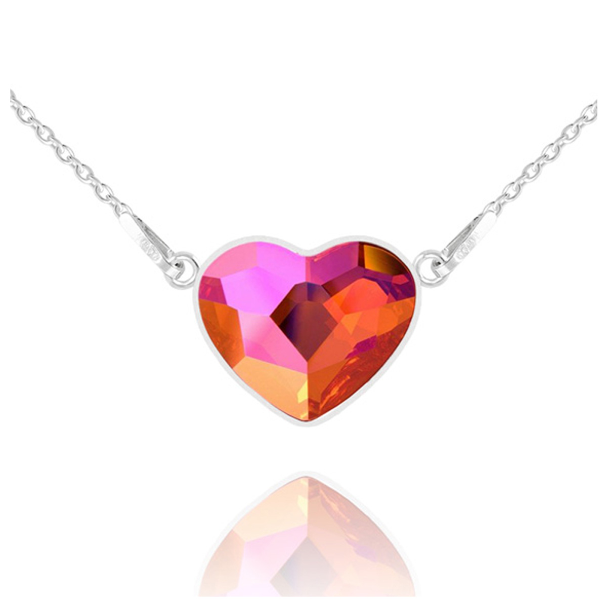 Collier argent artisanal \'Love\' rose astral argenté - 15x13 mm - [R0960]