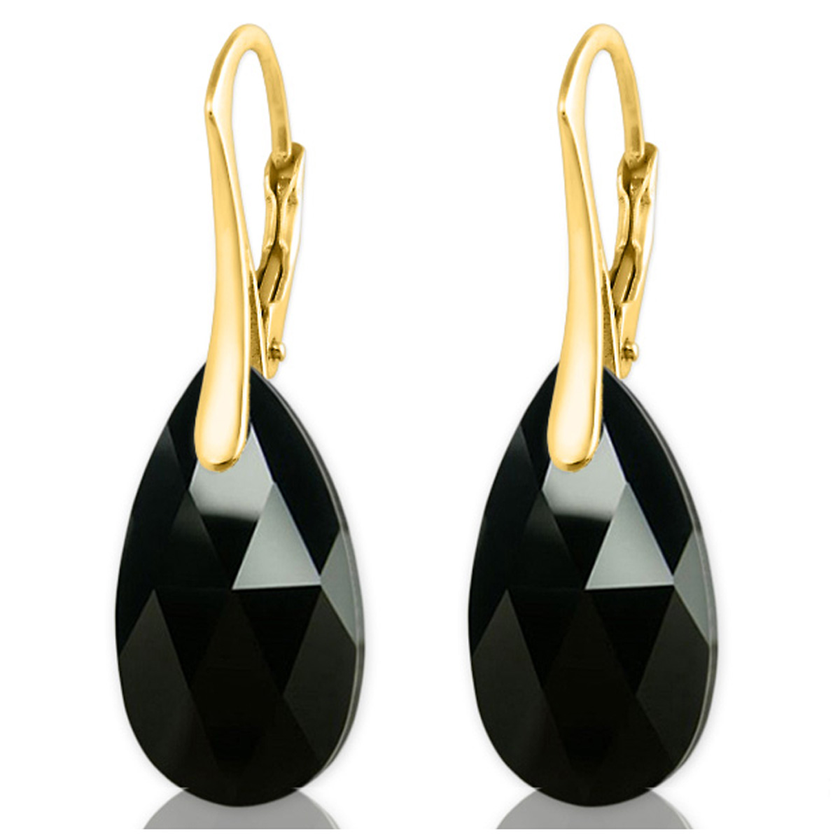 Dormeuses argent artisanales \'Sissi\' noir doré - 15x9 mm - [R0985]
