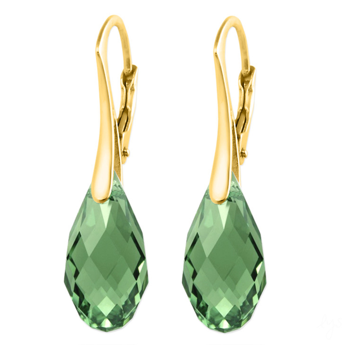 Dormeuses argent artisanales \'Sissi\' vert erinite doré - 17x9 mm - [R0995]