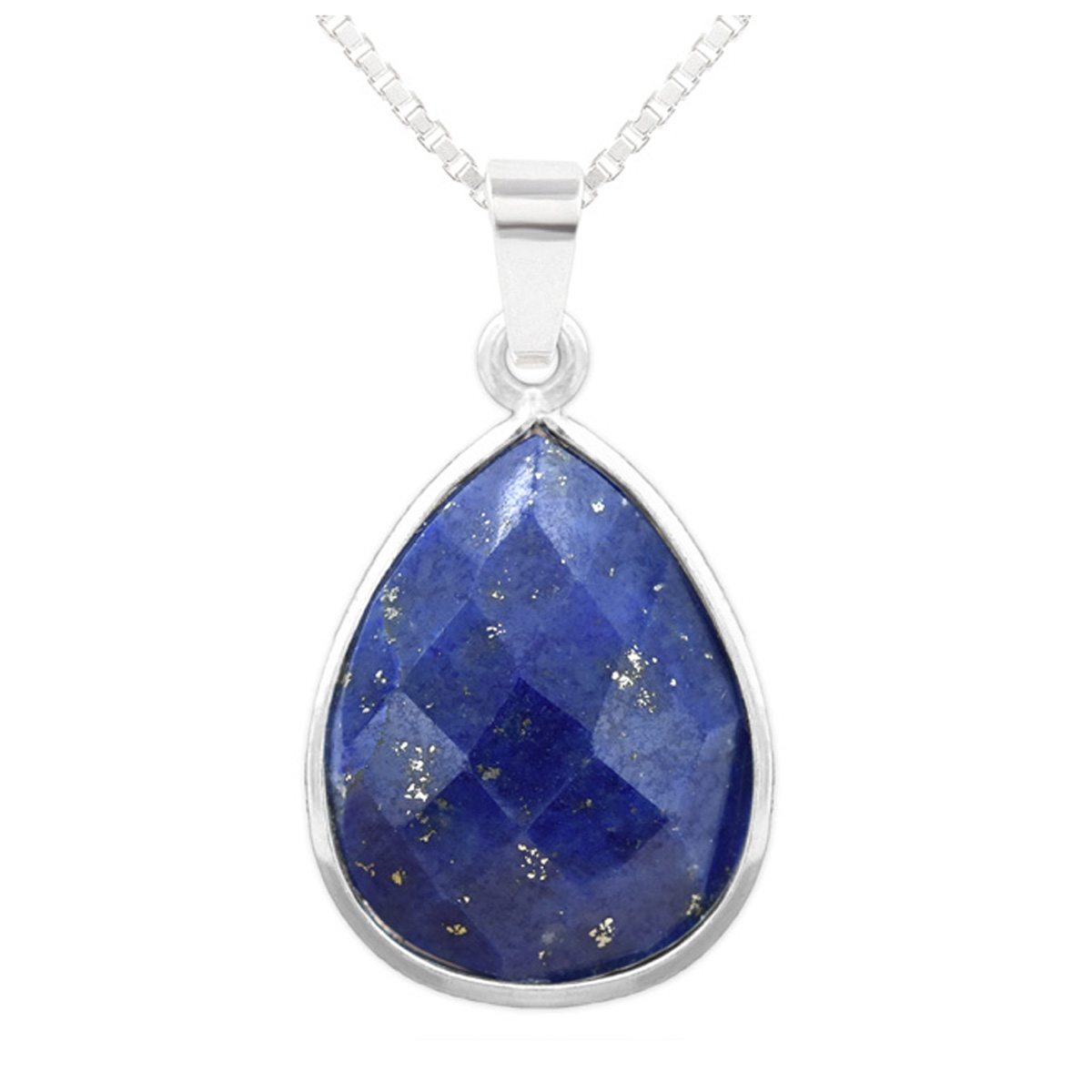 Collier argent artisanal \'Mineralia\' lapis lazuli argenté - 18x14 mm - [R1017]