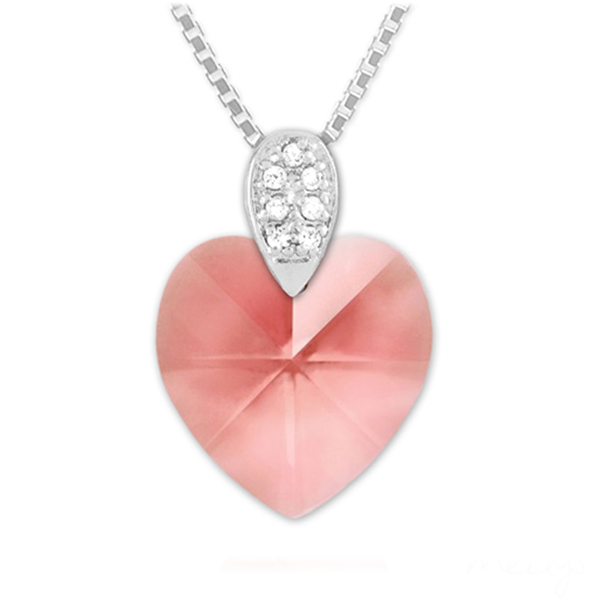 Collier argent artisanal \'Love\' rose pâle argenté - 42 cm 13x13 mm - [R1653]