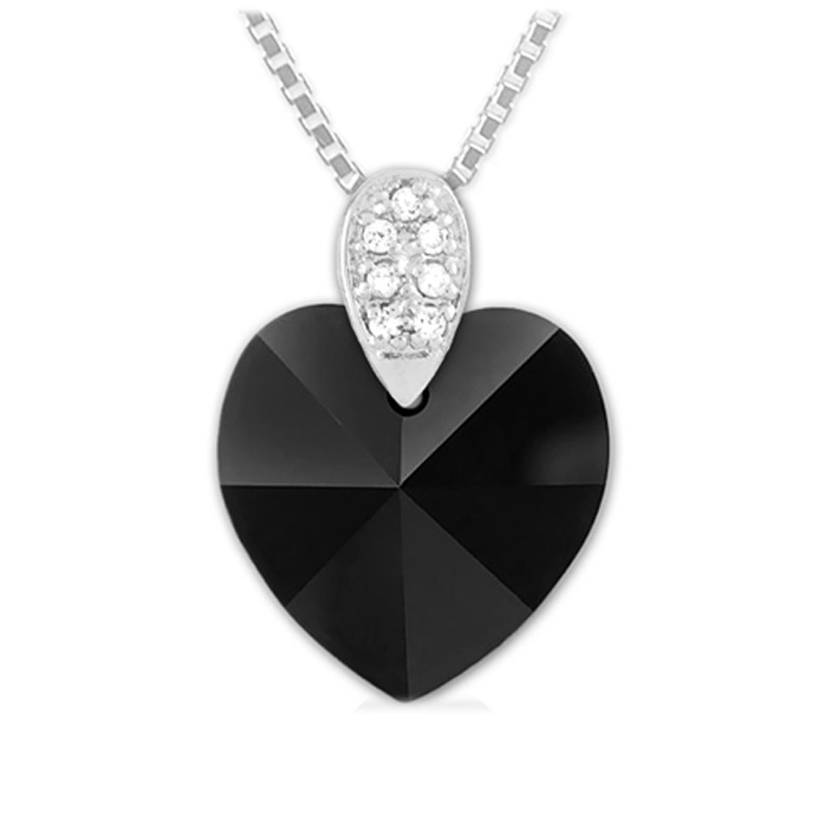 Collier argent artisanal \'Love\' noir argenté - 42 cm 13x13 mm - [R1659]
