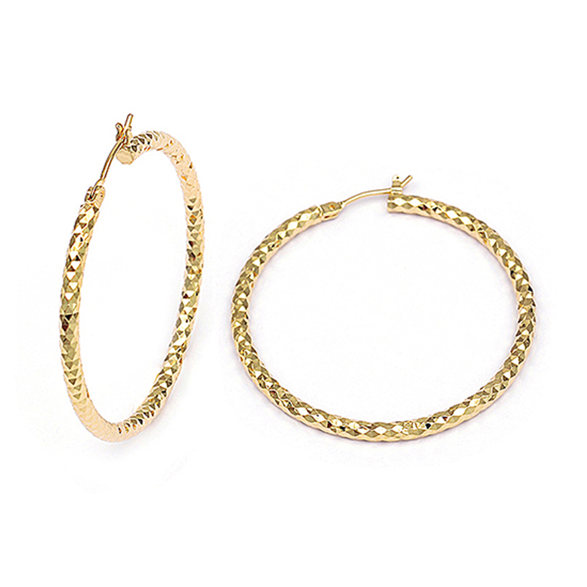 Créoles plaqué or \'Chorégraphie\' doré (diamanté) - 4 cm 2 mm - [R3671]
