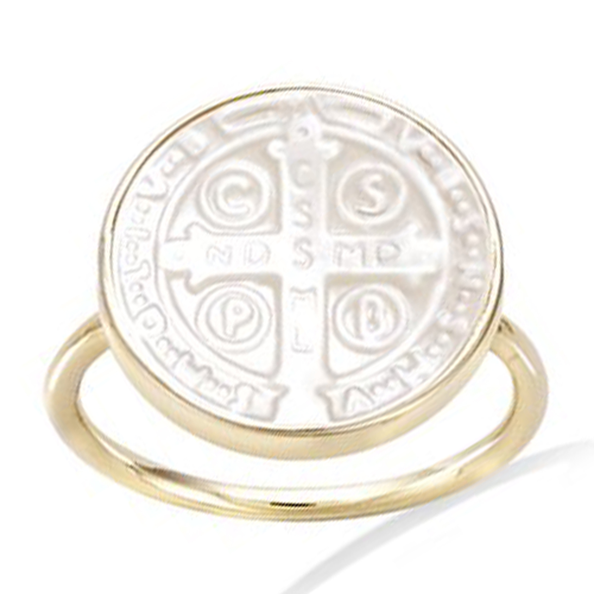 EUDORA - Bague Saint Benoît En Argent Sterling 925 - Taille Réglable - Homme Et Femme - Bijou De Protection Avec Croix Ankh