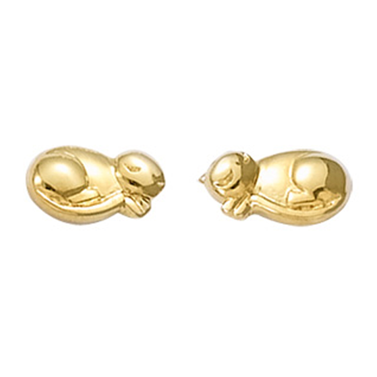 Boucles Plaqué Or \'Chat à la Sieste\' doré -10x5 mm - [R5678]