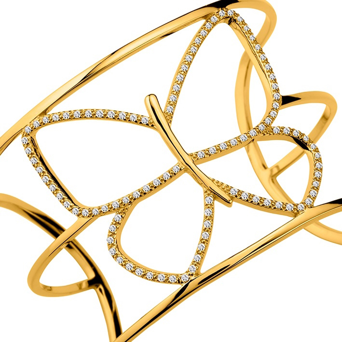 Bracelet plaqué or \'Cleopatra\' blanc doré - 60x40 mm (papillon) - [R5698]