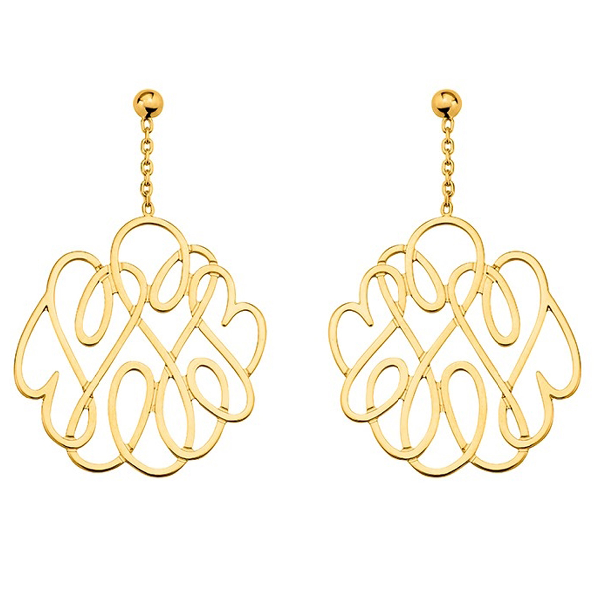Boucles Plaqué Or \'Cléopatra\' doré - 37x25 mm - [R5709]