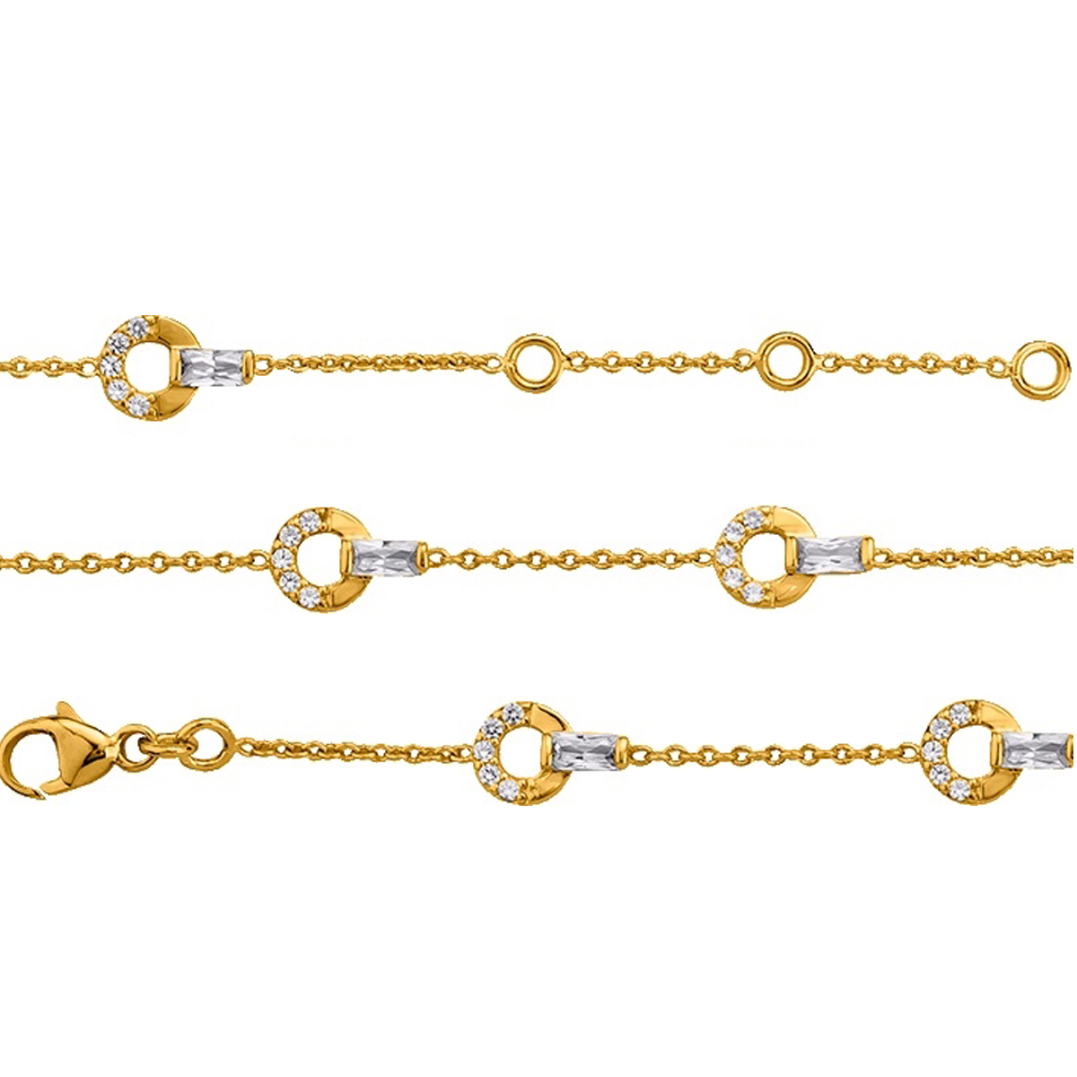 Bracelet plaqué or \'Sissi\' blanc doré - 9x5 mm - [R5717]