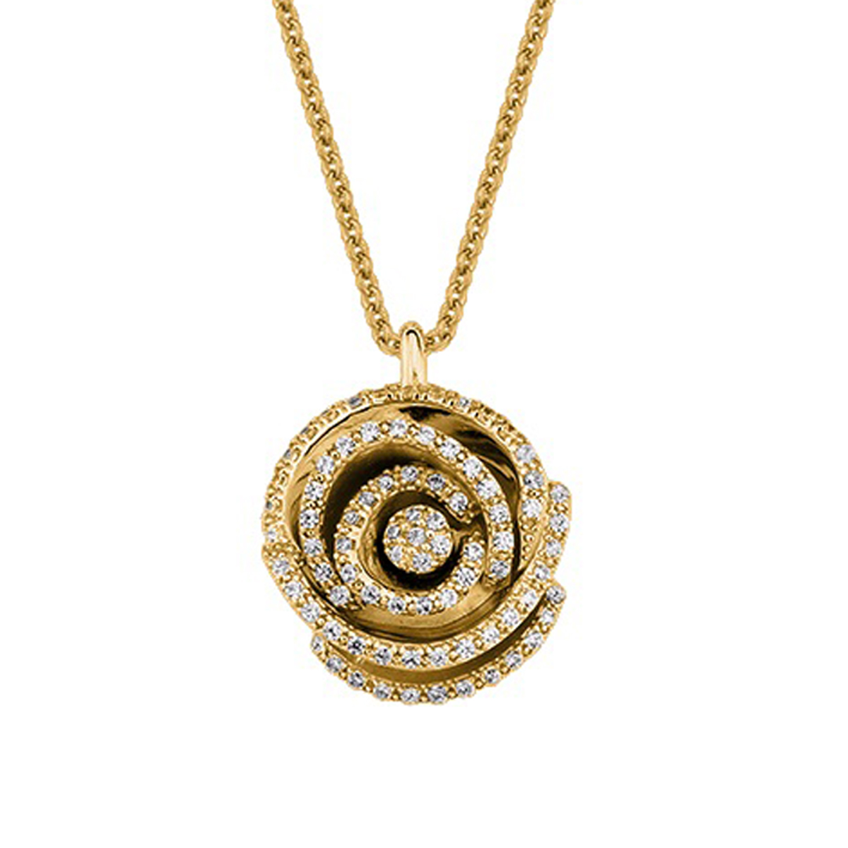 Collier plaqué or \'Rose Éblouissante\' blanc doré - 15 mm - [R5723]