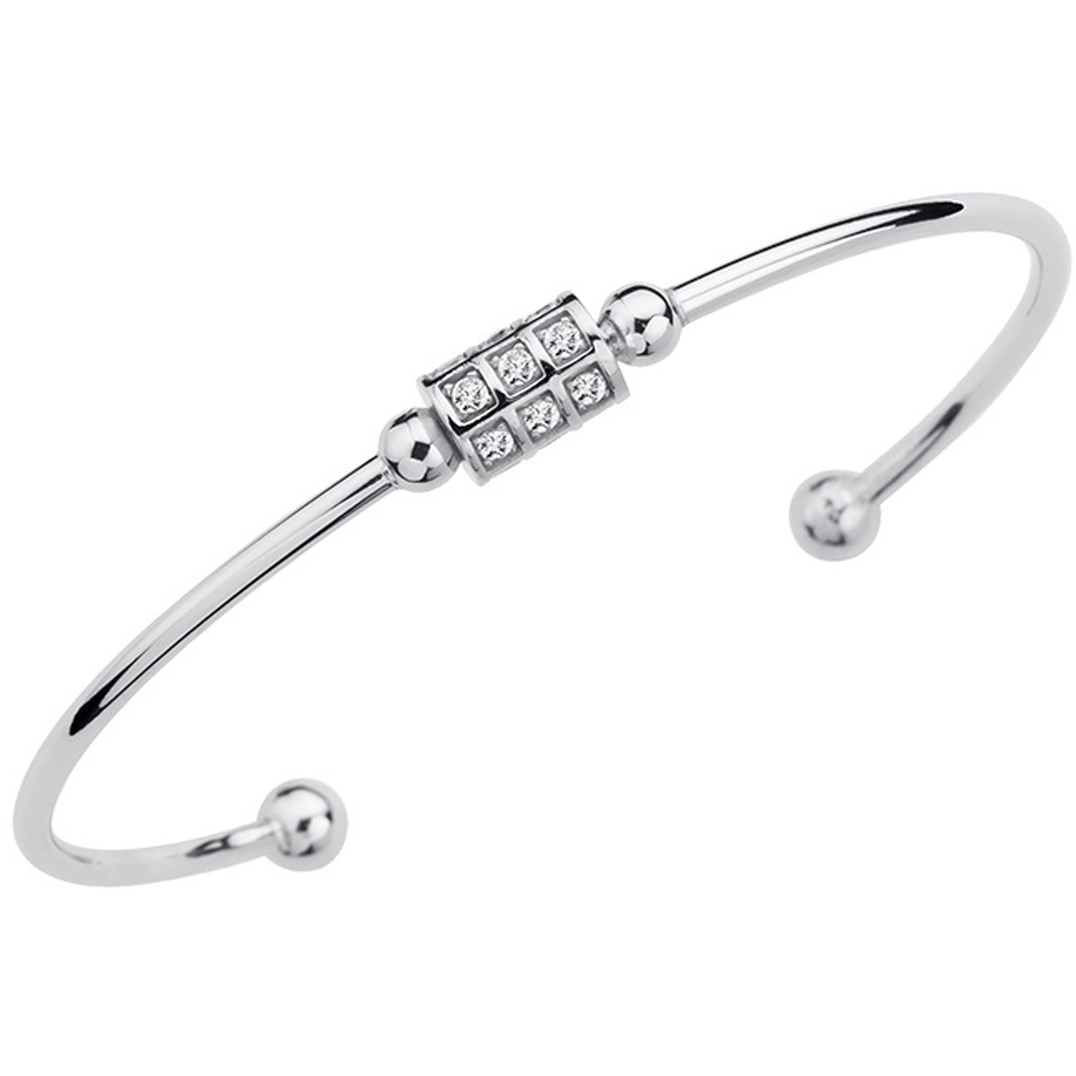 Bracelet Argent \'Sissi\' blanc argenté (rhodié) - 60 mm 9x7 mm - [R5731]