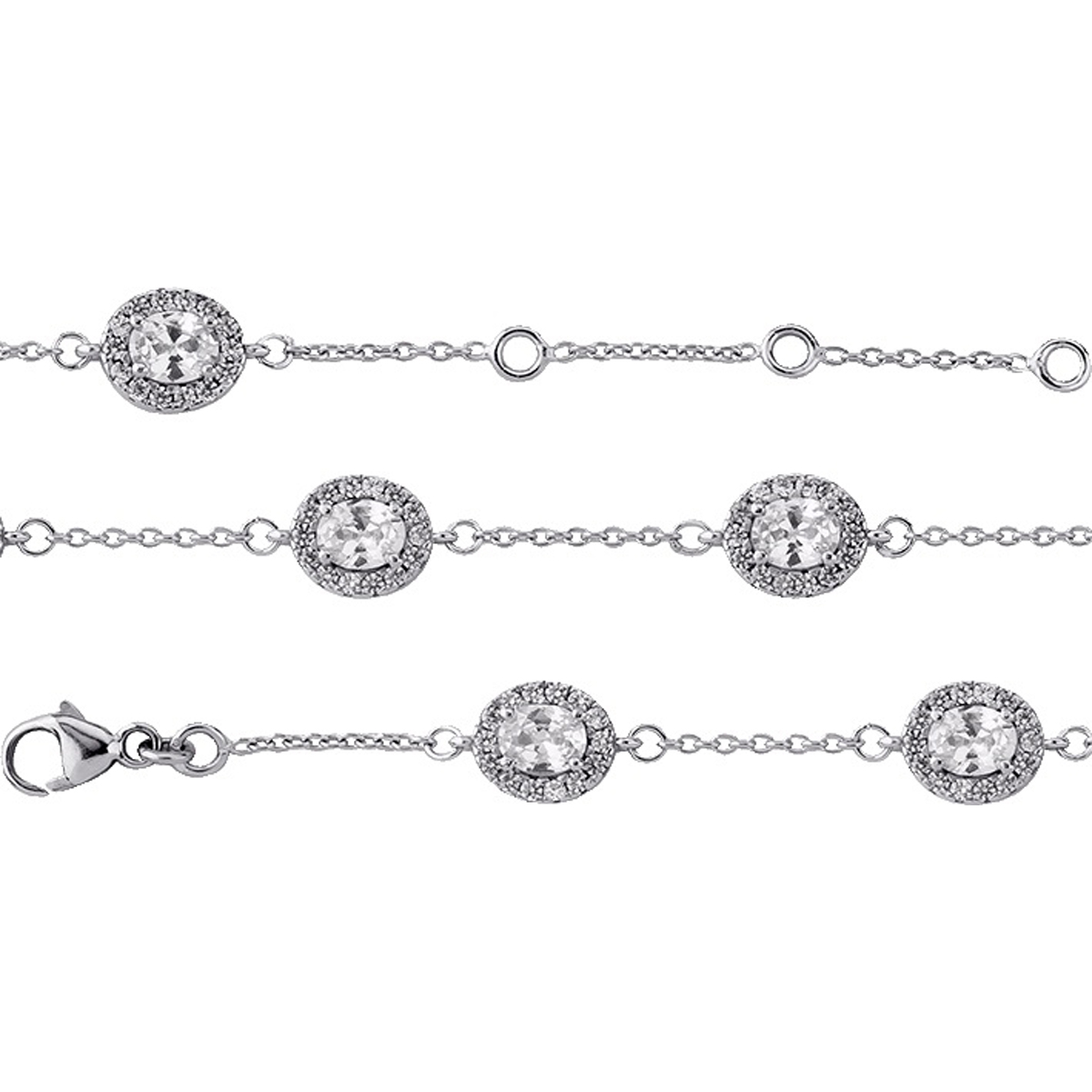 Bracelet Argent artisanal \'Sissi\' argenté blanc (rhodié) - [R5733]