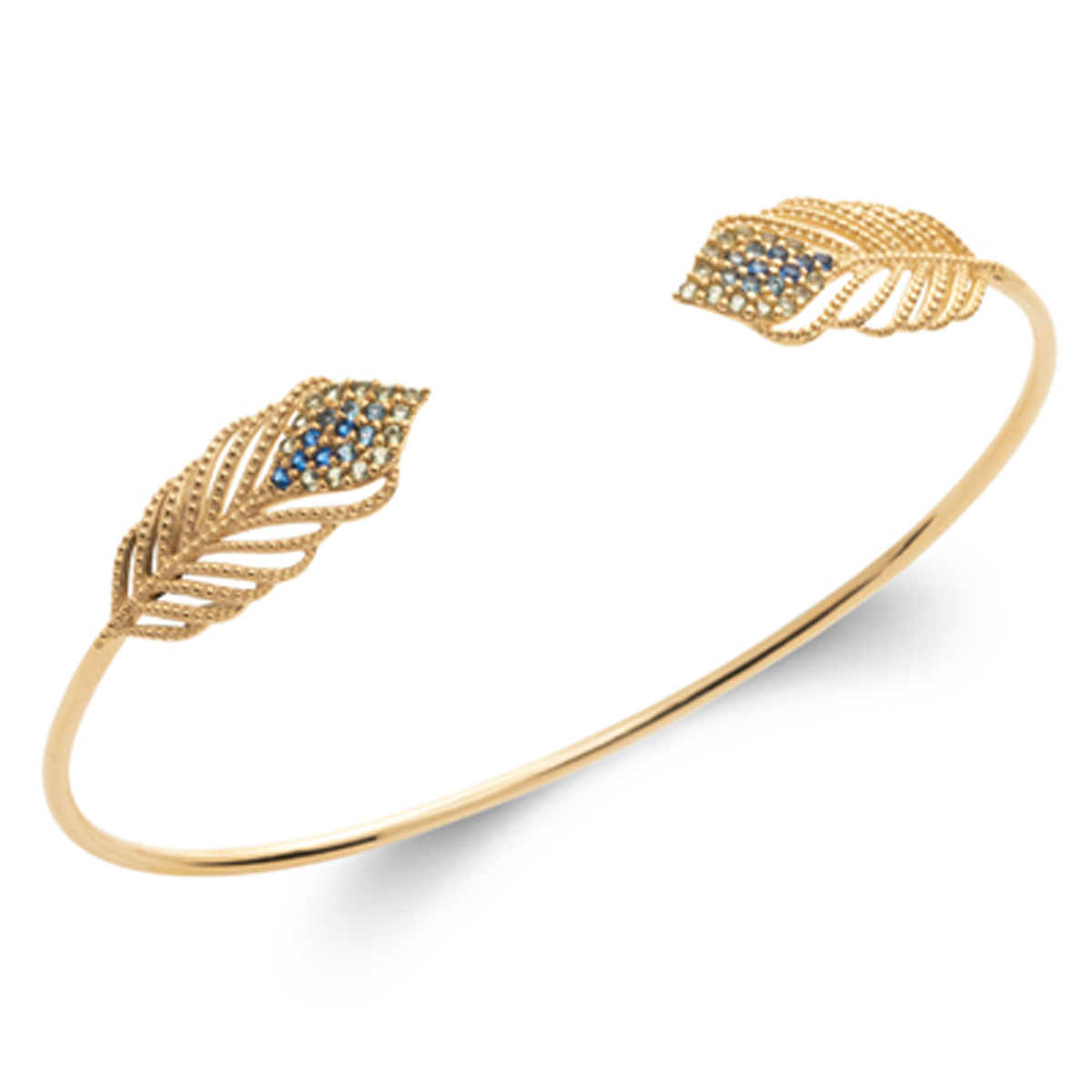 Bracelet Plaqué Or \'Cleopatra\' bleu doré - 58 mm 20x9 mm - [R5755]