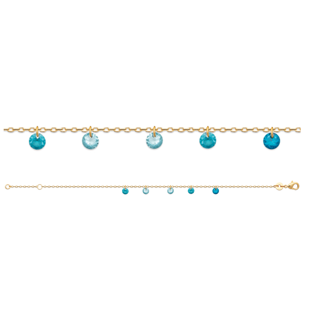 Bracelet Plaqué Or \'Sissi\' turquoise doré - 4 mm - [R5763]