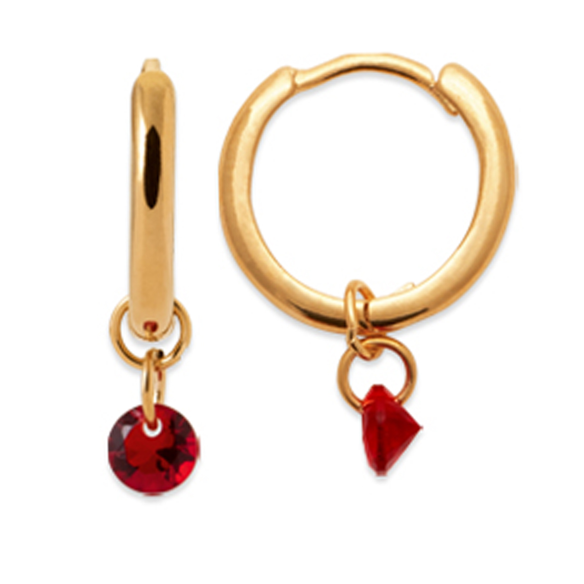 Créoles Plaqué Or \'Sissi\' rouge doré - 10 mm, 4 mm - [R5766]