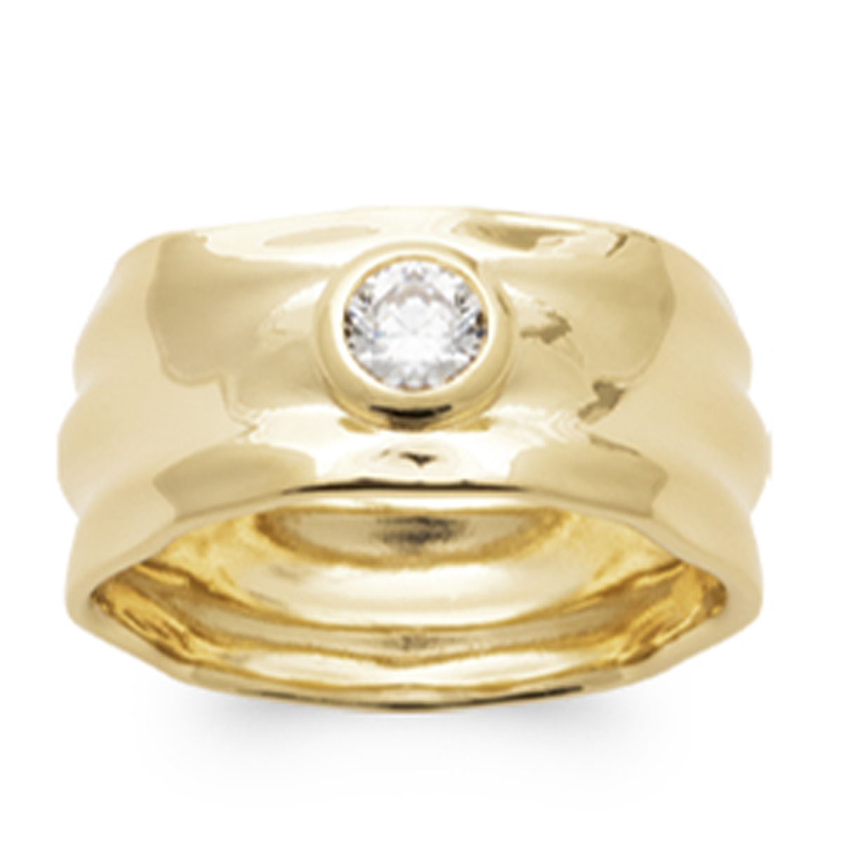 Bague Plaqué Or \'Cleopatra\' blanc doré - 10 mm - [R5770]