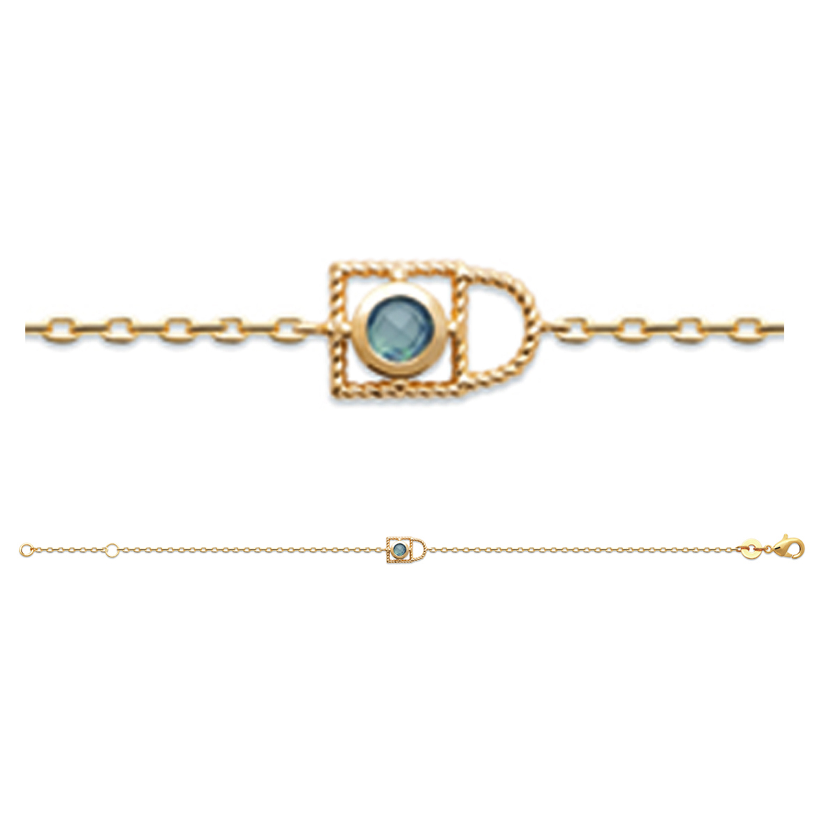 Bracelet Plaqué Or \'Cadenas\' labradorite doré - 18 cm 9x6 (cadenas) - [R5793]