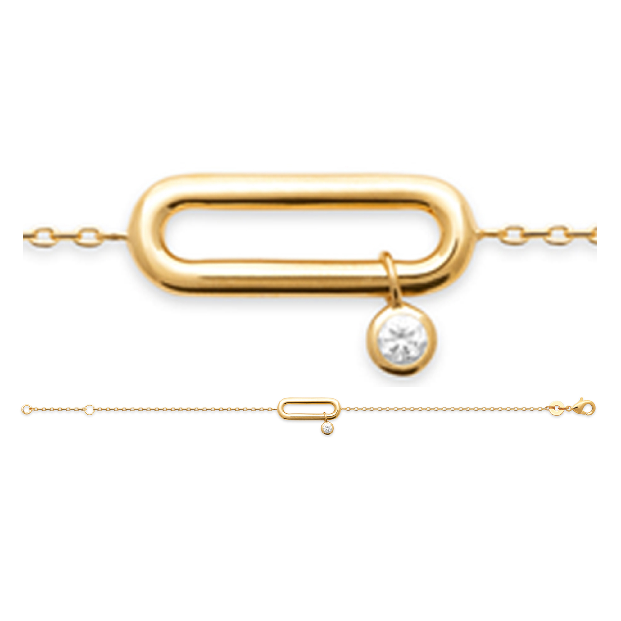 Bracelet Plaqué or \'Cléopatra\' blanc doré - 19x7 mm (trombone) - [R5802]