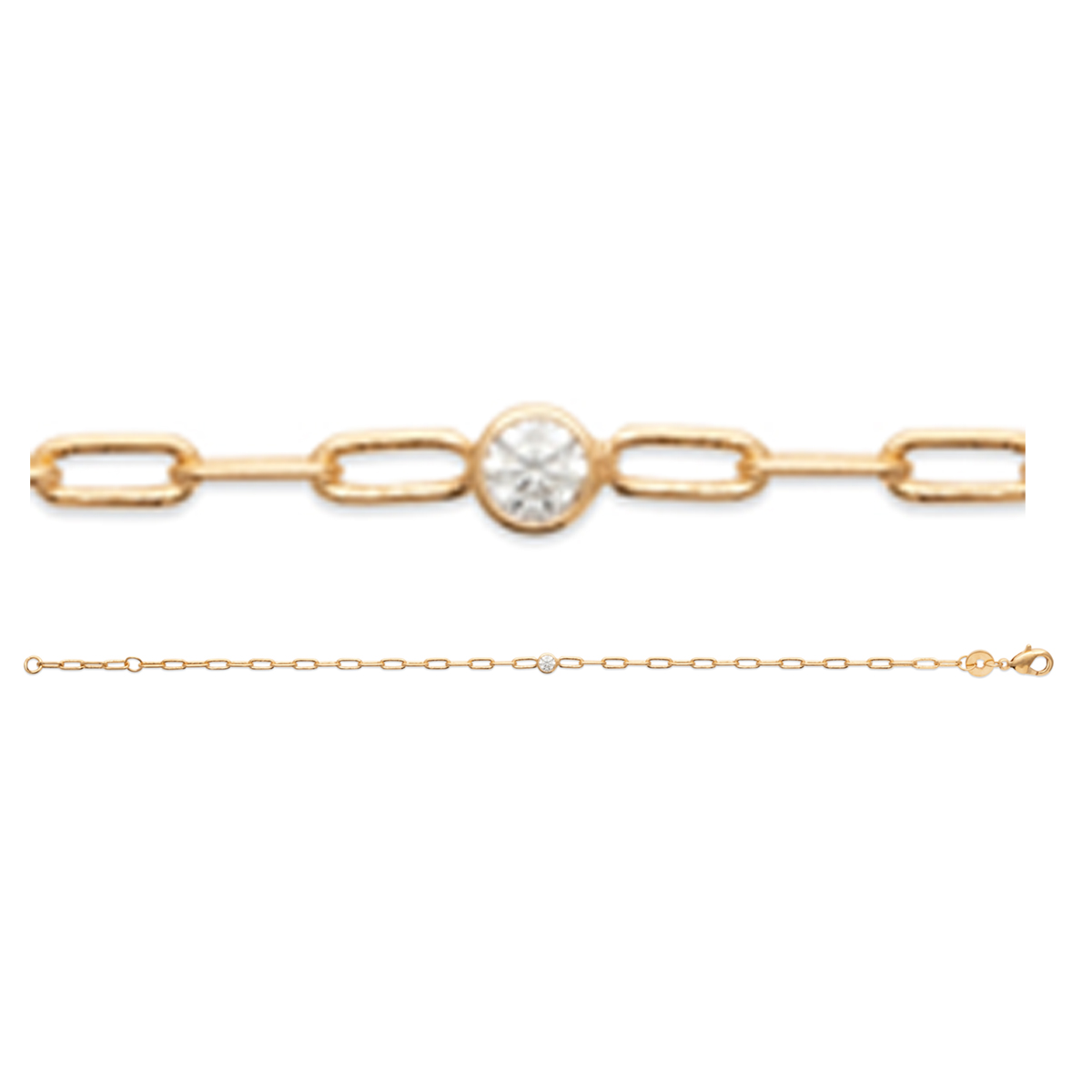 Bracelet Plaqué or \'Cléopatra\' blanc doré - 3 mm (trombone) - [R5803]