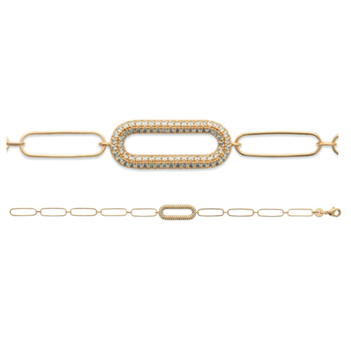 Bracelet Plaqué or \'Cléopatra\' blanc doré - 20x8 mm (trombone) - [R5804]