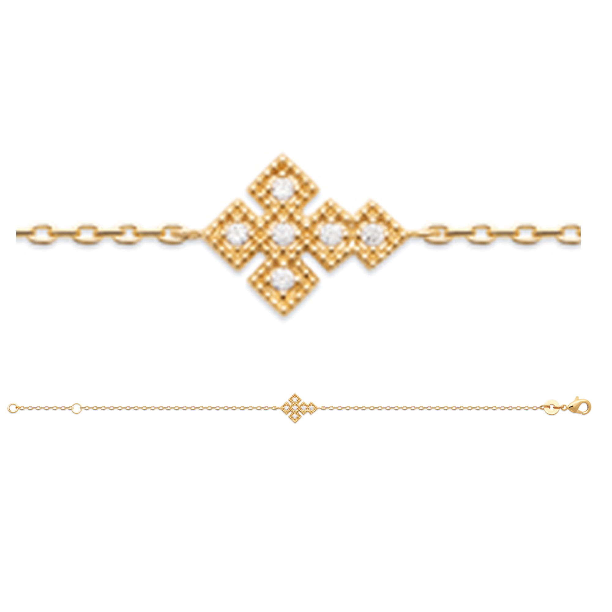 Bracelet Plaqué or \'Croix\' blanc doré - 16x9 mm - [R5808]