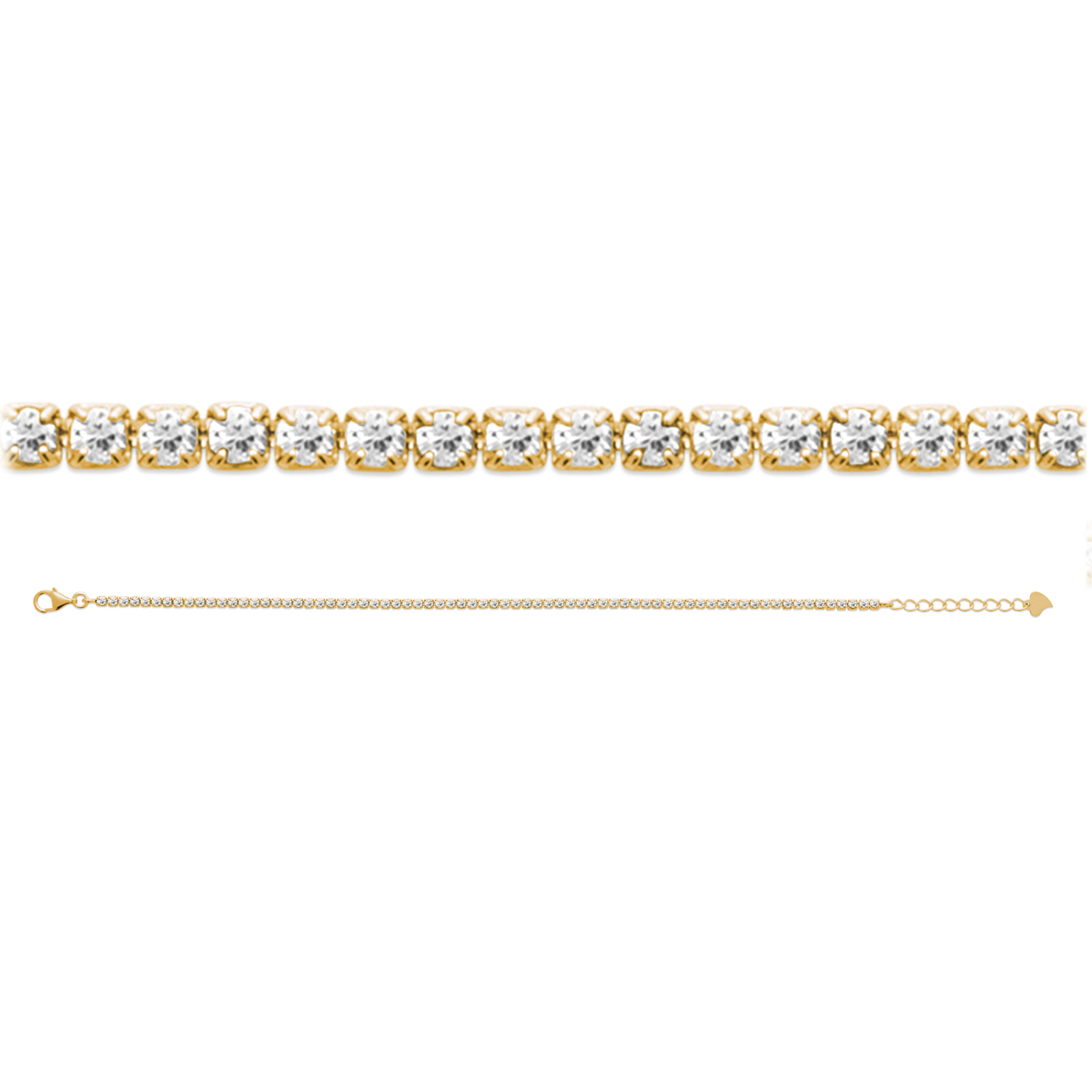 Bracelet Plaqué or \'Sissi\' blanc doré - 2 mm (rivière) - [R5809]