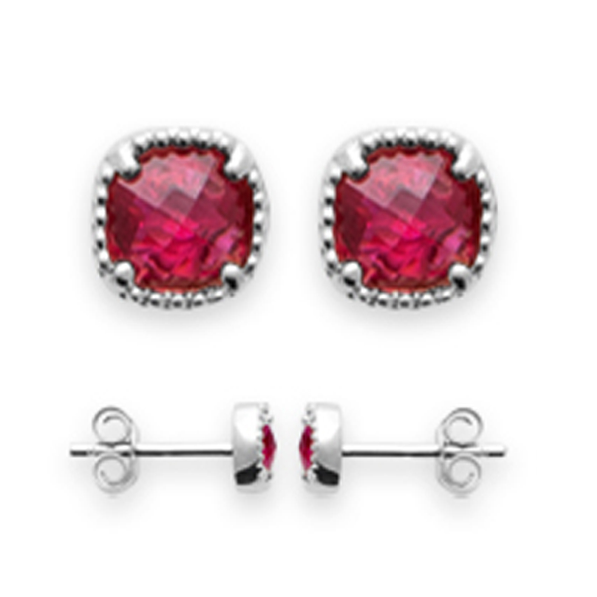 Boucles Argent \'Sissi\' rose argenté (rhodié) - 5x5 mm - [R5813]