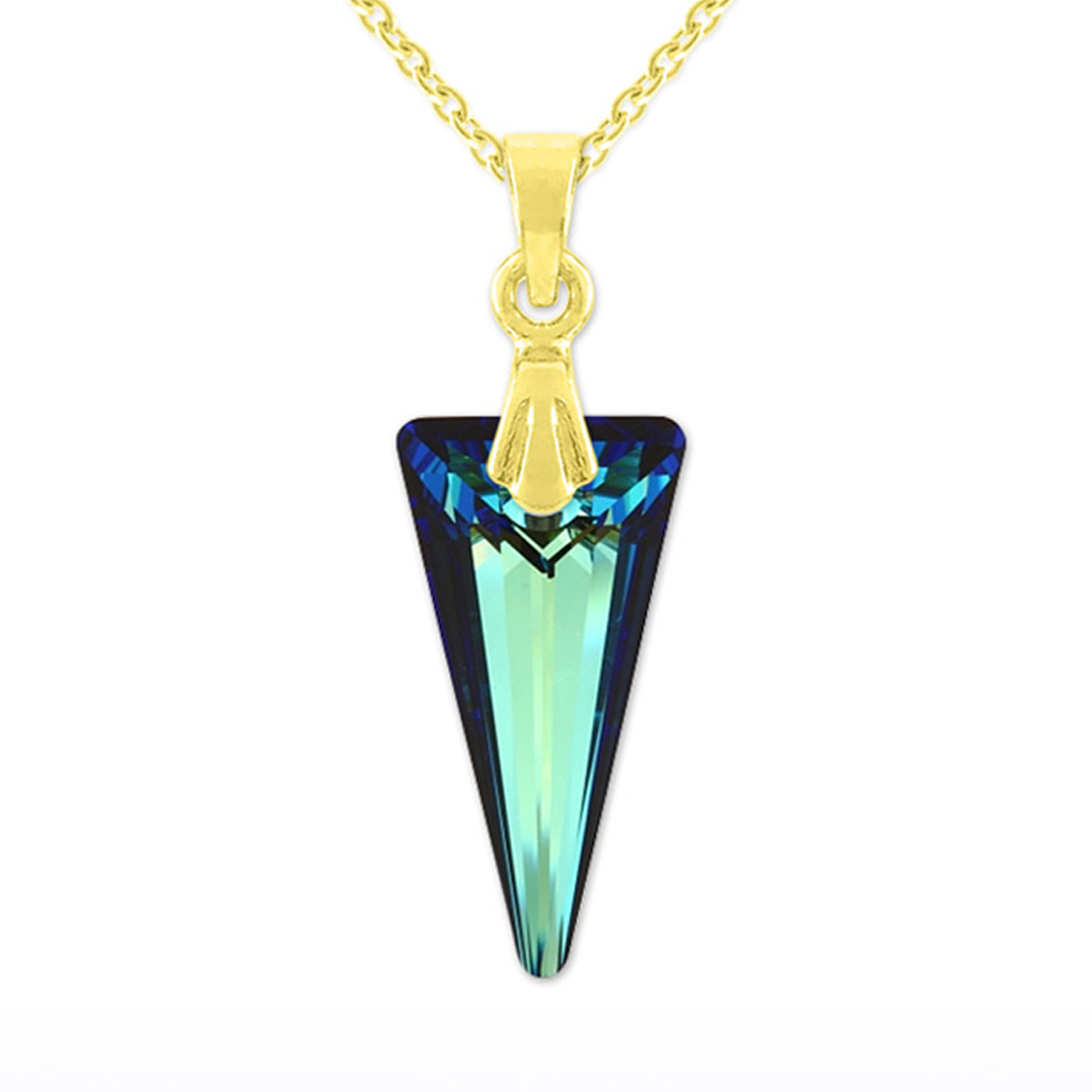 Collier argent artisanal \'Love\' bleu bermudes doré - 18x10 mm - [R5884]
