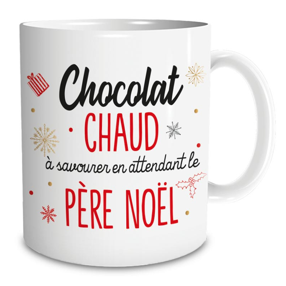 Mug céramique \'Noël\' (Chocolat chaud à savourer en attendant le Père Noël) - 95x8 cm - [A3716]