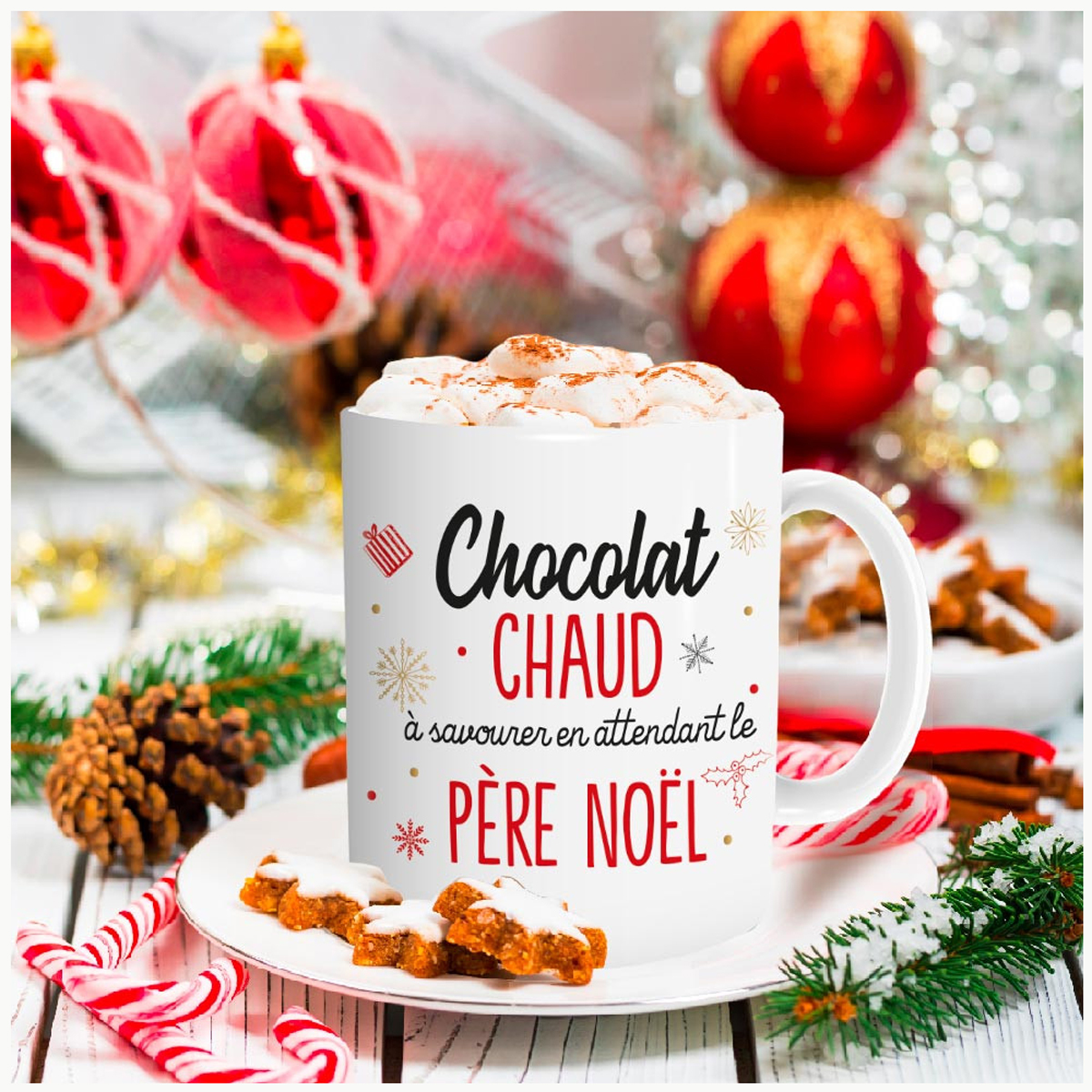 Tasse de Noël personnalisée au chocolat chaud du Père Noël, tasse de  chocolat chaud de Noël, tasse de film de Noël, tasse de chocolat chaud de  Noël -  France