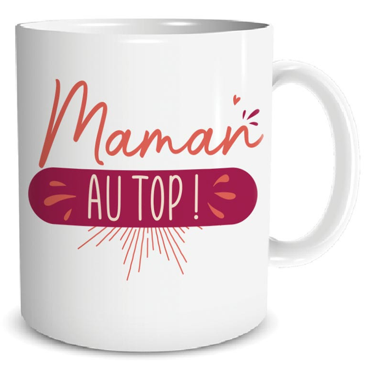 Mug céramique \'Maman au top !\' orange rose - 95x80 mm - [A3722]