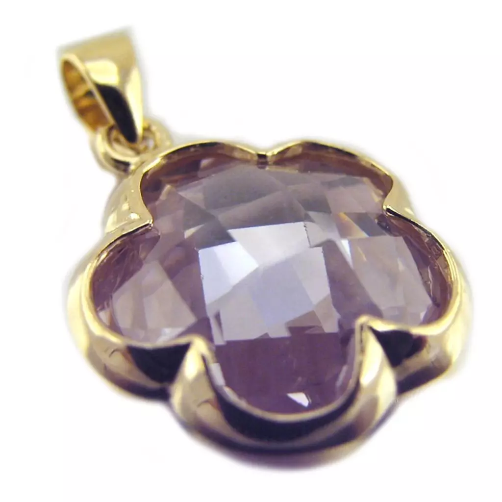 les trésors de lily Pendentif Plaqué Or 'Linda' Améthyste doré 15 mm (fleur) [E9183]
