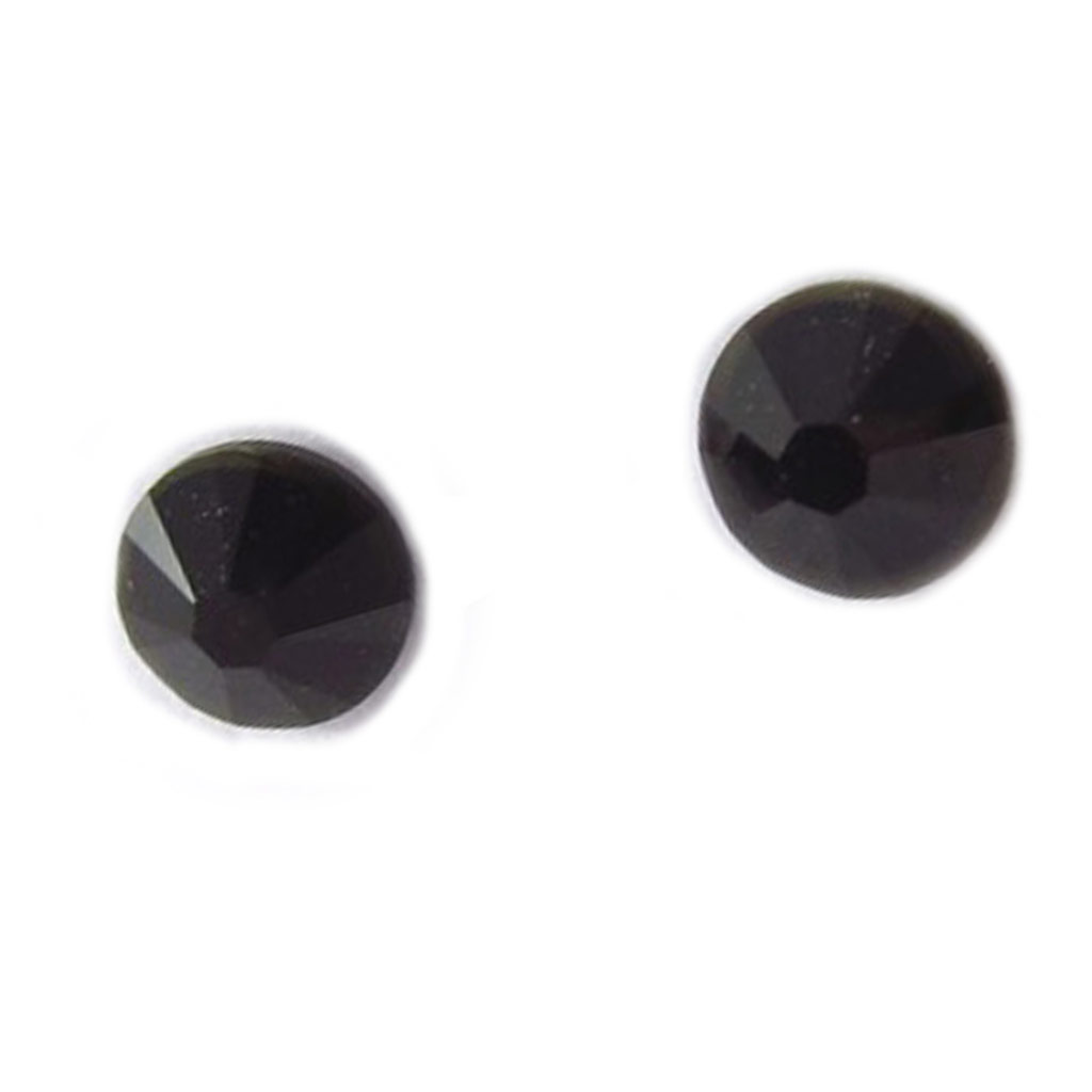 Boucles Argent \'Cristal\' noir (5 mm) - [K1933]