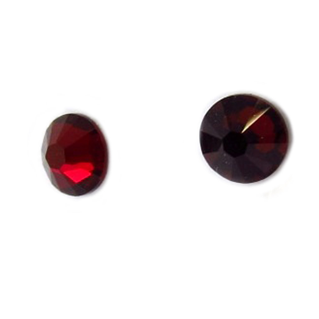 Boucles Argent \'Cristal\' rouge  (5 mm) - [K1934]