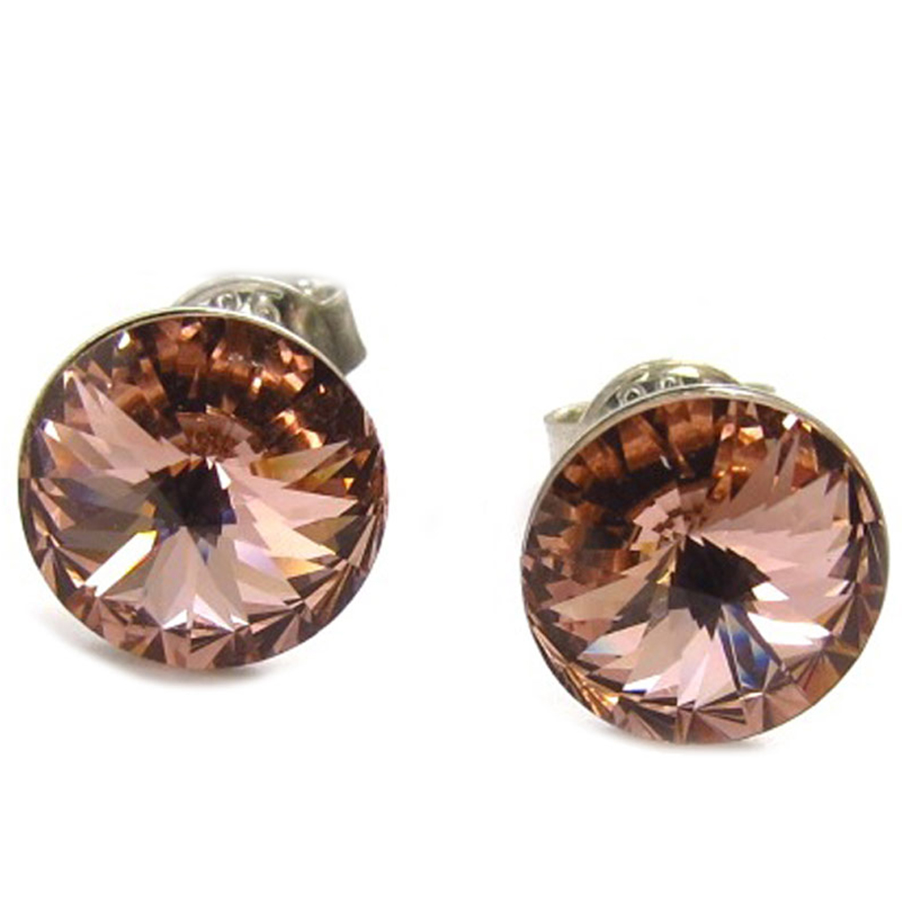 Boucles Argent \'Cristal\' saumon (9 mm) - [K2701]