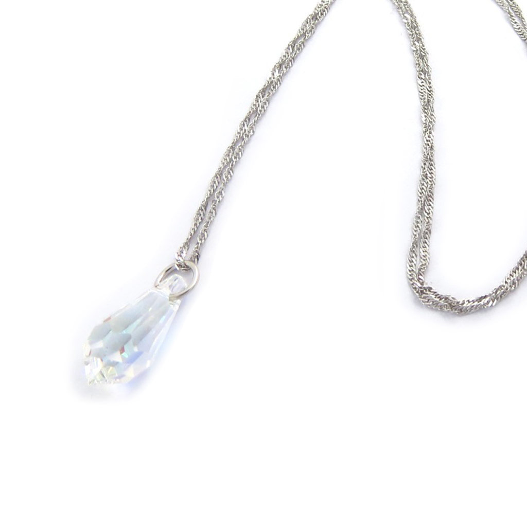 Collier Argent \'Cristal\' blanc boréal - 16x8 mm - [K2722]