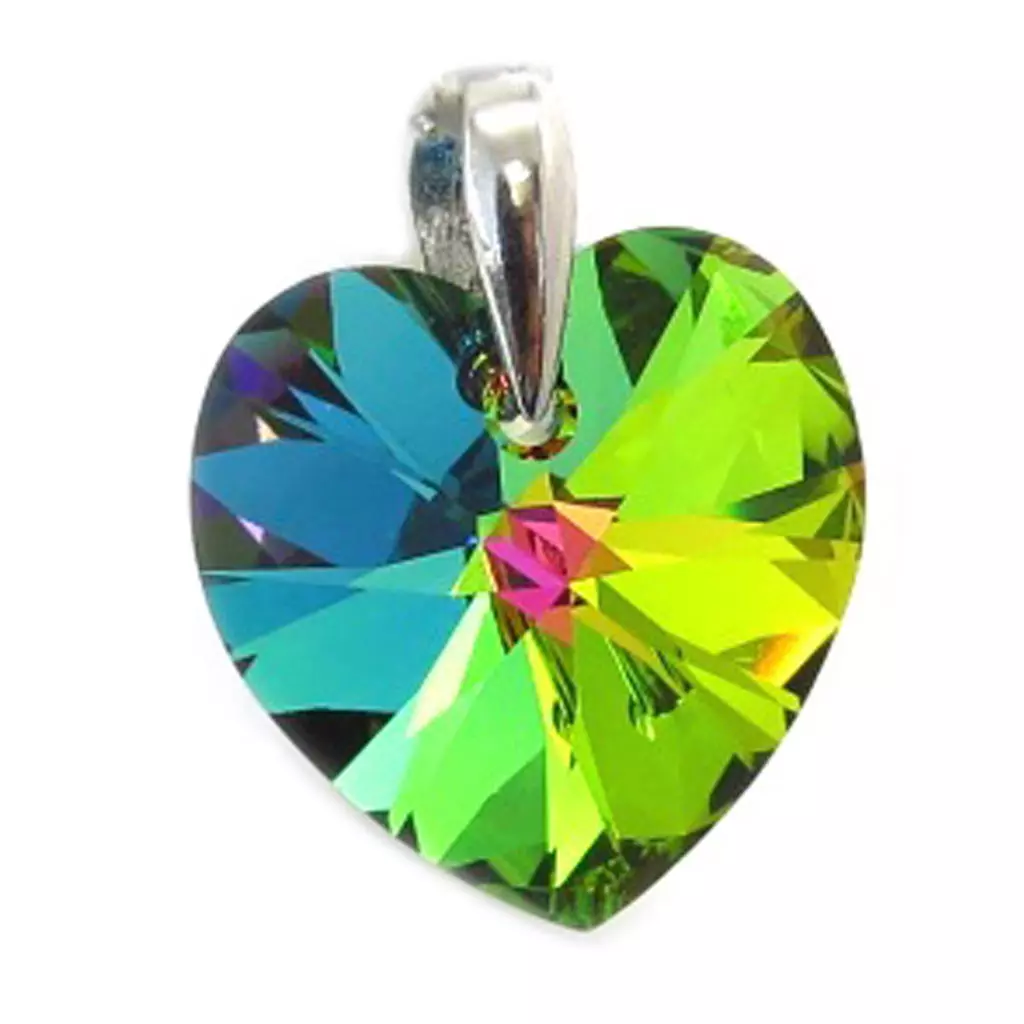 les trésors de lily Pendentif Argent 'Love' vert boréal 22x17 mm [K2760]
