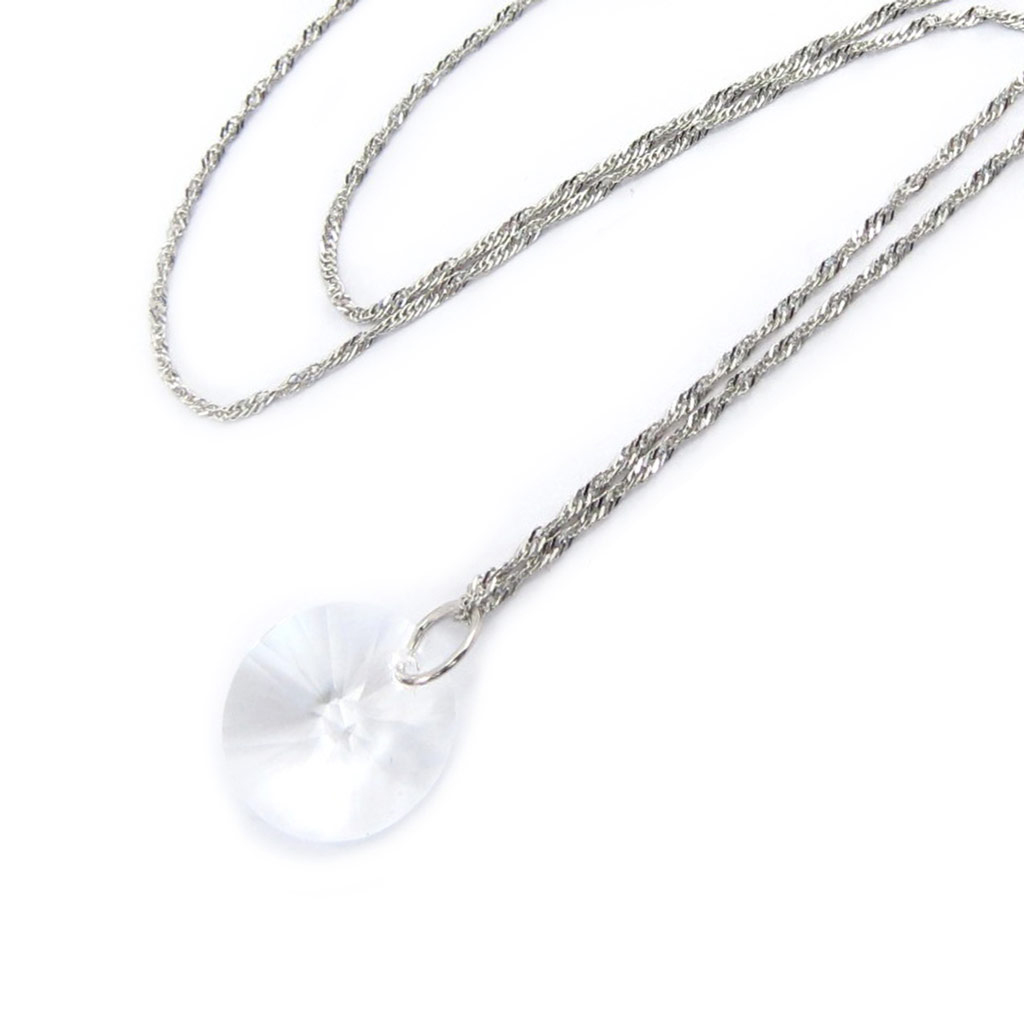 Collier Argent \'Cristal\' blanc - 12 mm - [K2762]