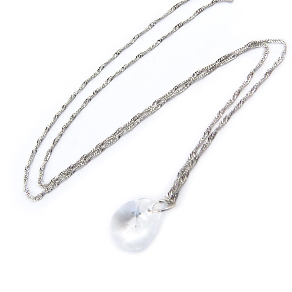 Collier Argent \'Cristal\' blanc - 12x10 mm - [K2763]