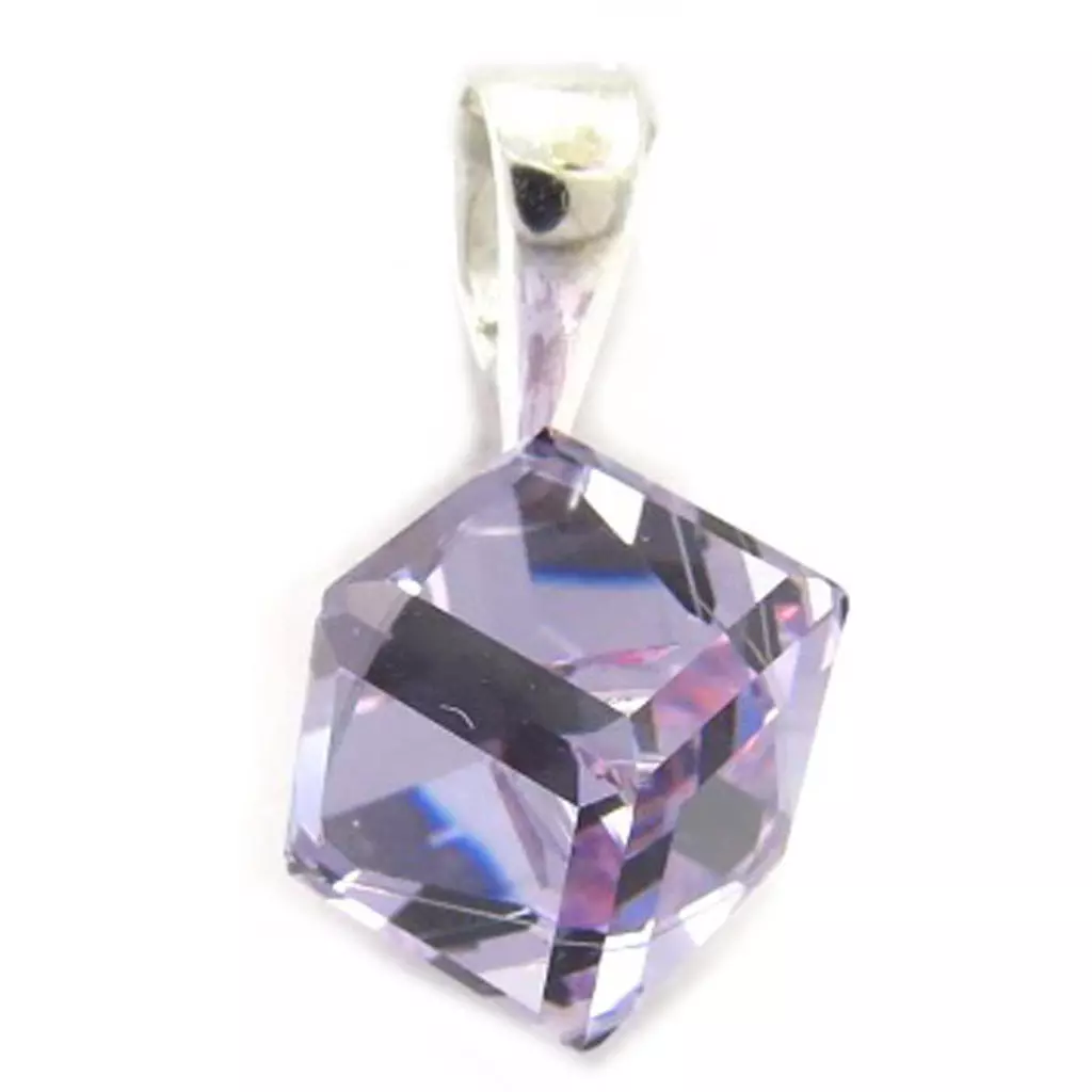 les trésors de lily Pendentif Argent 'Cristal' lavande 8 mm [K5440]
