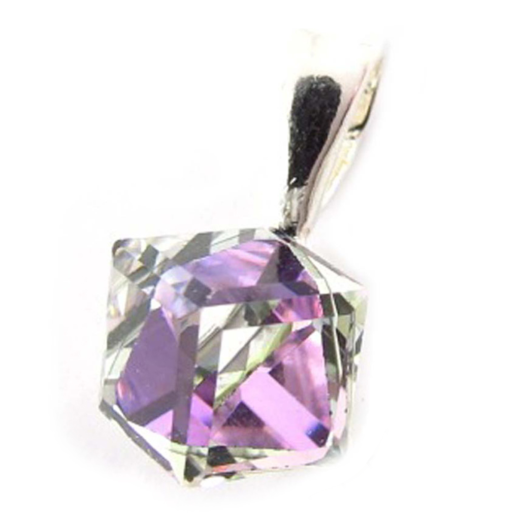 Pendentif Argent \'Cristal\' violet boréal 6 mm  - [K5459]