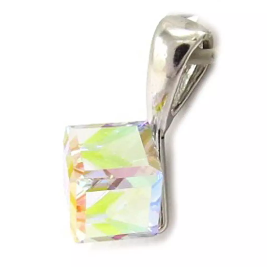 les trésors de lily Pendentif Argent 'Cristal' blanc boréal 6 mm [K5461]