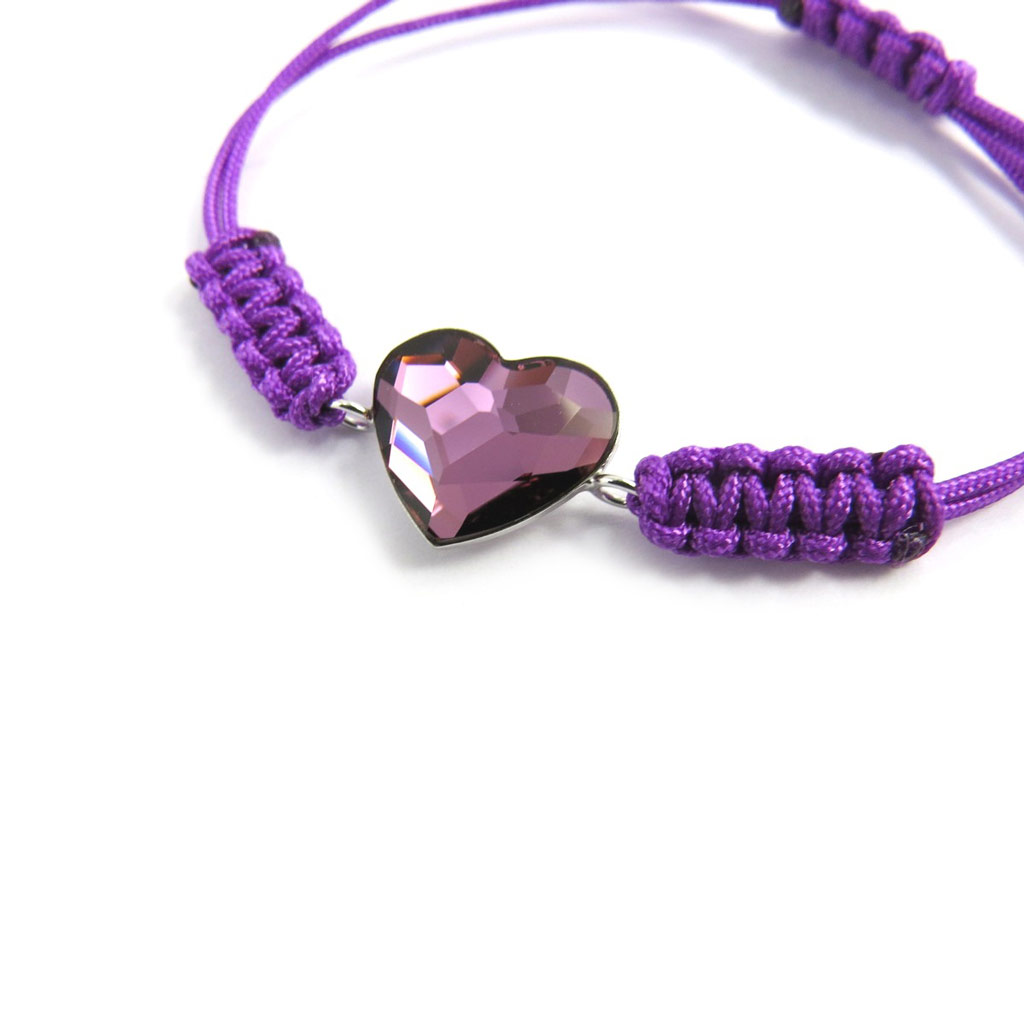 Bracelet Argent \'Love\' violet (Crystal) - [M2005]