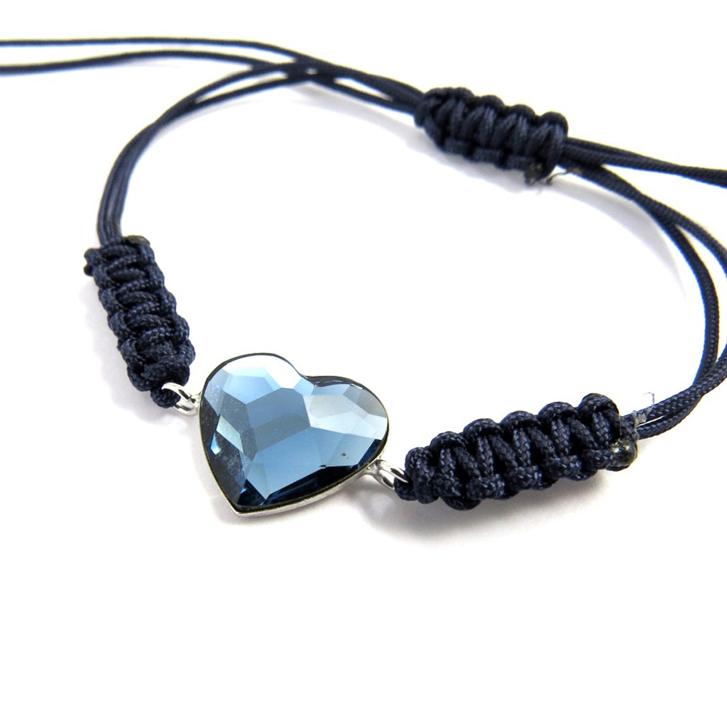 Bracelet Argent \'Love\' bleu marine (Crystal) - [M2006]