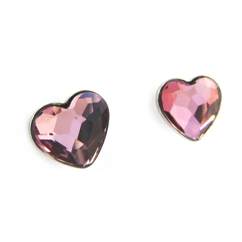 Boucles Argent \'Love\' violet (8 mm) (Crystal) - [M2023]