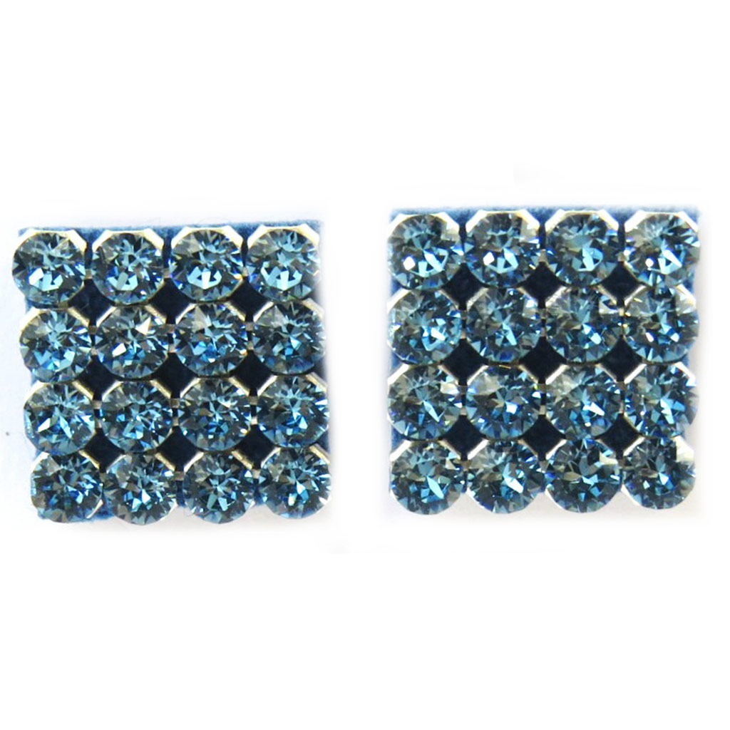 Boucles Argent \'Sissi\' bleu (11 mm) (Crystal) - [M2040]