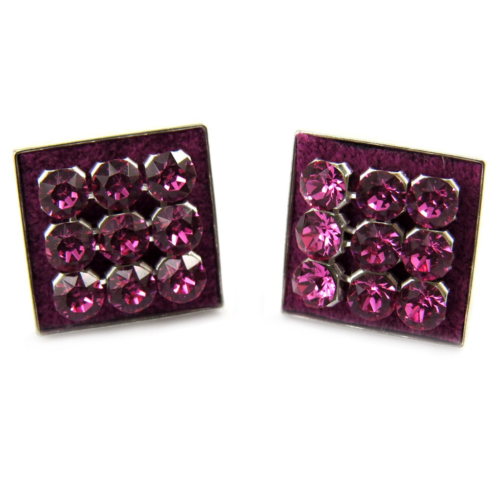 Boucles Argent \'Sissi\' rose fuschia (10 mm) (Crystal) - [M2072]