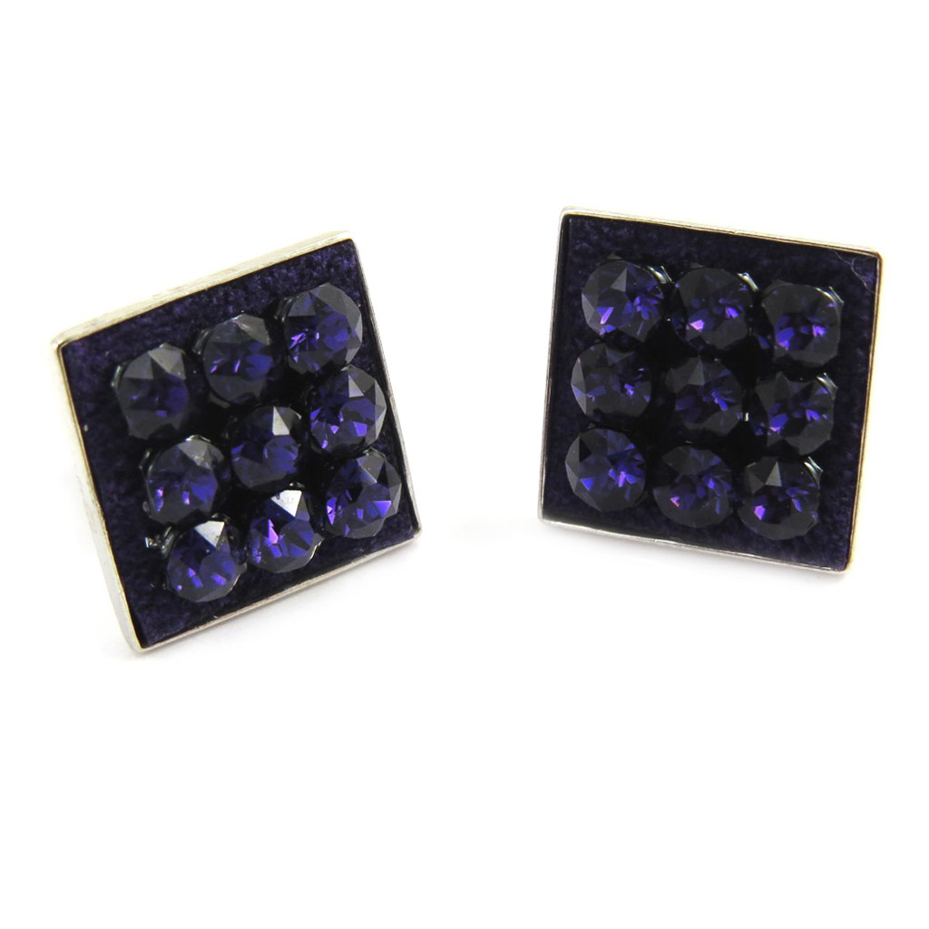Boucles Argent \'Sissi\' violet (10 mm) (Crystal) - [M2074]