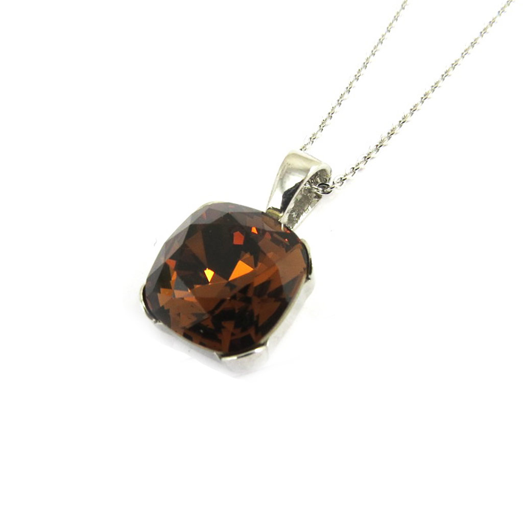 Collier Argent \'Sissi\' marron - 10 mm - [M2088]