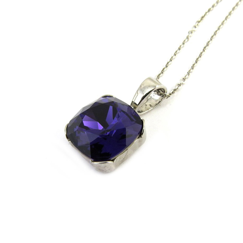 Collier Argent \'Sissi\' violet - 10 mm - [M2091]