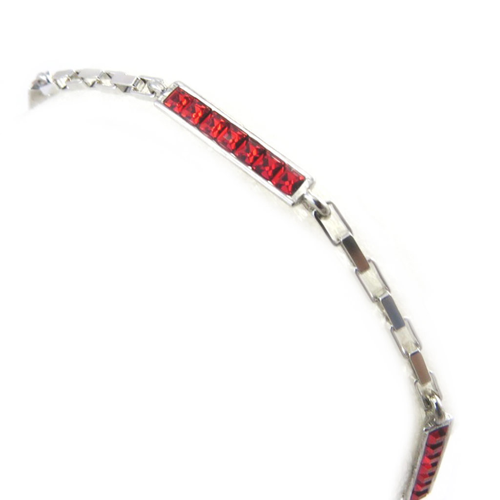 Bracelet Argent \'Sissi\' rouge - 3 mm - [M4539]
